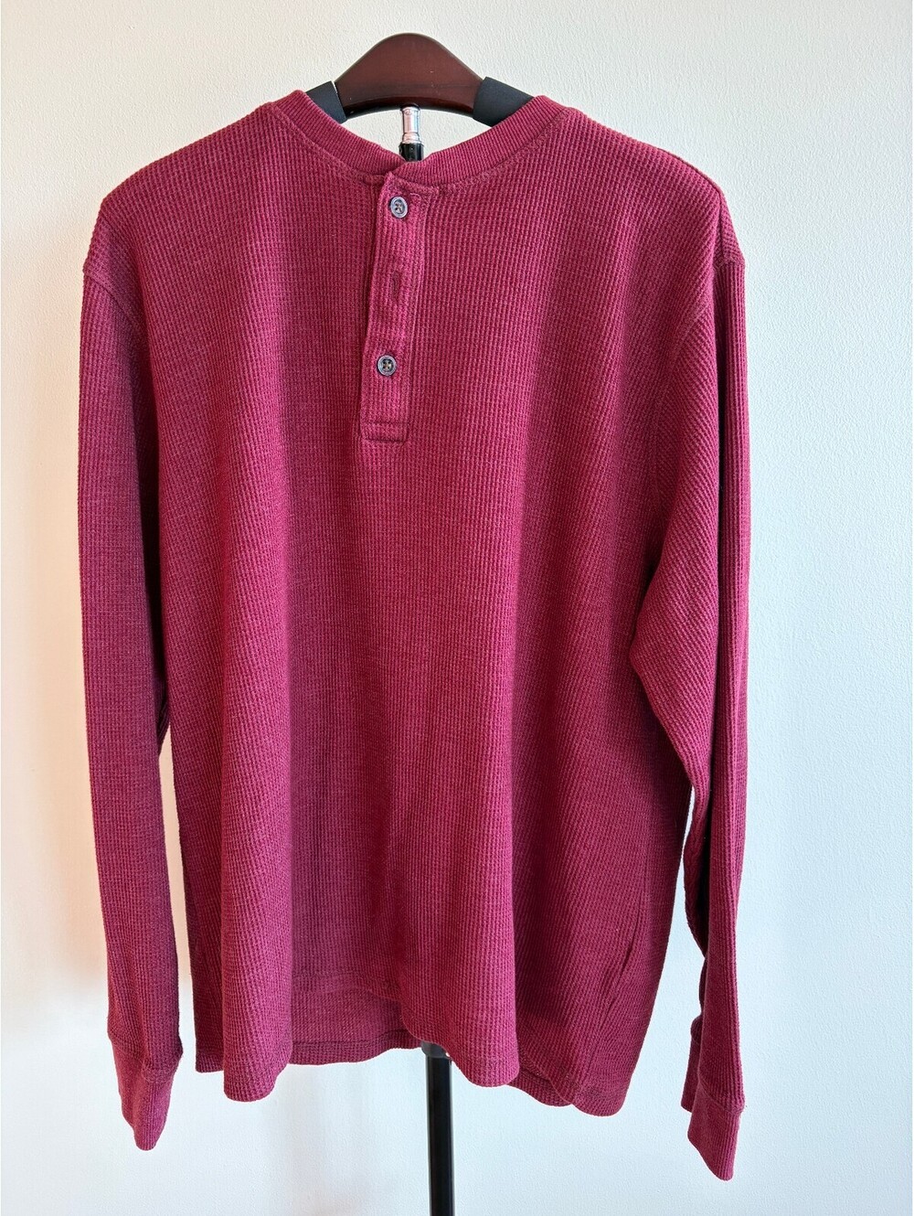 Weatherproof Vintage Men’s Large Burgundy Waffle Knit Henley Shirt